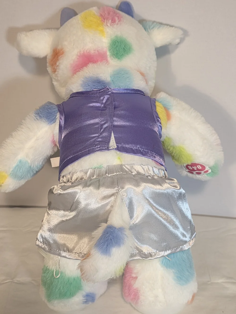 Build A Bear Colorful Splatter Cow Plush Rainbow Pastel Spotted With Outfit